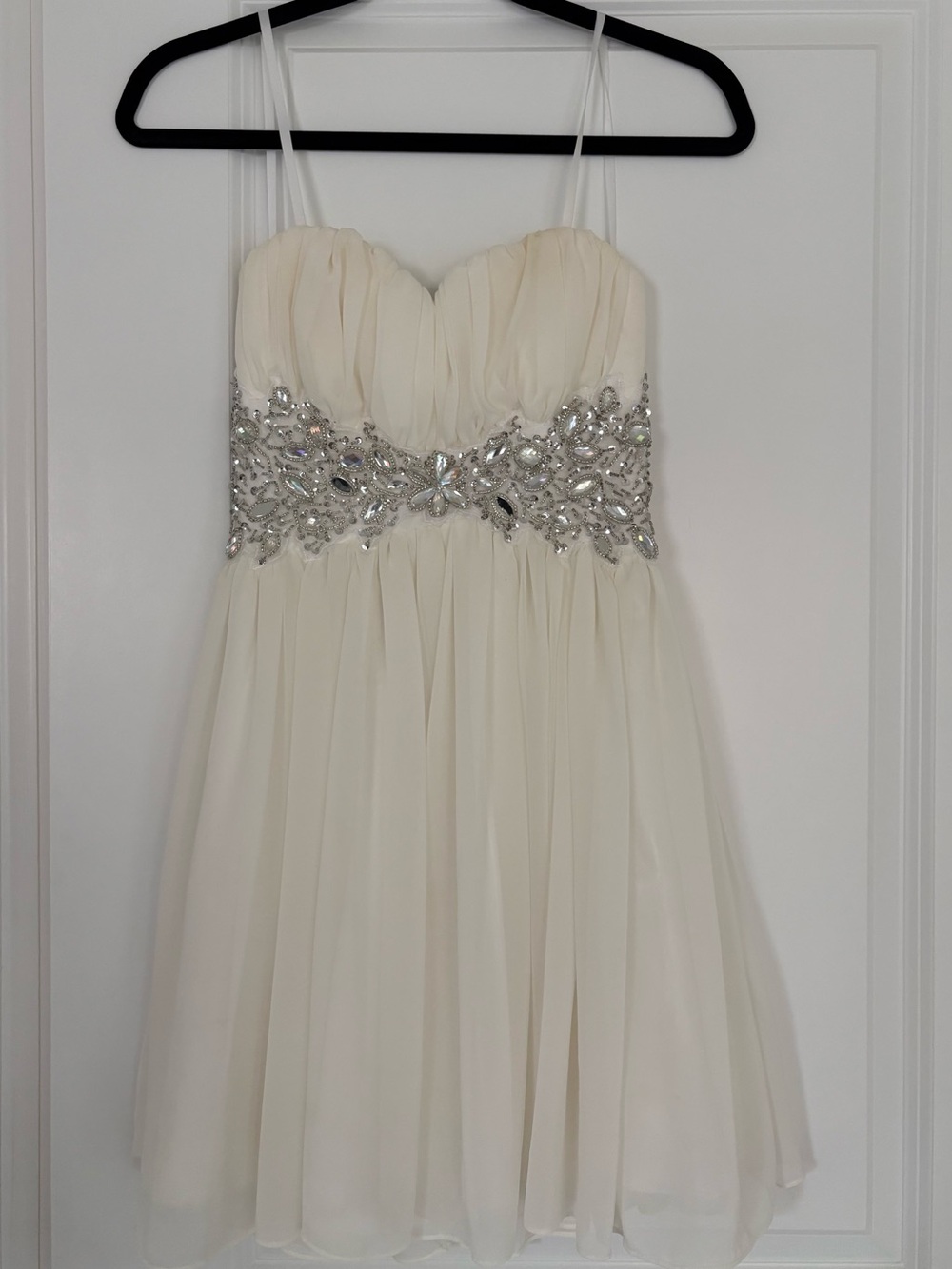 B. Smart Chiffon Homecoming/ Party Dress with Silver Crystal Waistband